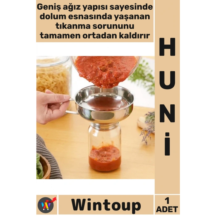 #Huni Mutfak Konserve Reçel Sos Dolum Sağlam Kaliteli Paslanmaz Çelik Geniş Ağızlı Kavanoz Hunisi