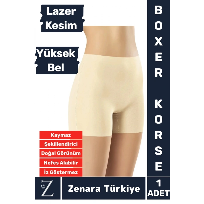 İç Göstermez Kaymaz Vücut Şekillendiren Sıkılaştıran Toparlayan LAZER KESİM Yüksek Bel Boxer Korse