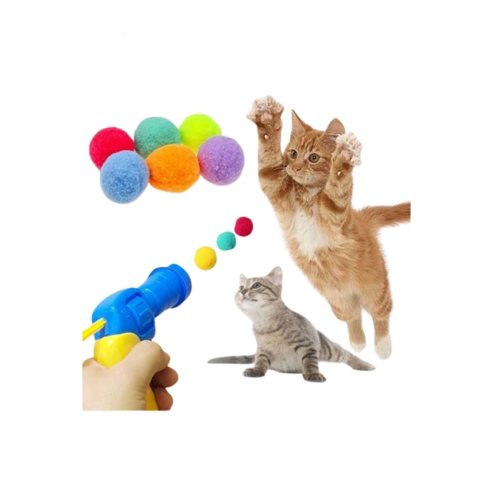 İnteraktif Kedi Oyun Tabancası Peluş Top Atan Stres Oyuncağı