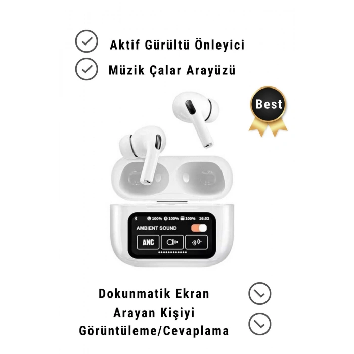 IPhone12/Mini/Pro/Promax Uyumlu ANC Dokunmatik Oled Ekran Arama Yanıtlama Bluetooth TWS Kulaklık