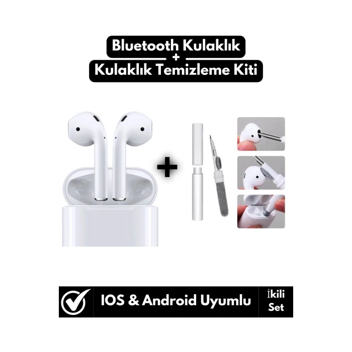 IPhone14/Pro/Promax Uyumlu Bluetooth V5.1 Kulak İçi Kulaklık+Kulaklık Temizleme Kiti İkili Set