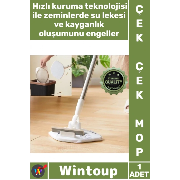 #Mop Hijyenik Fonksiyonel Parke Seramik Zemin Temizlik Islak Mendil Uyumlu Şık Pratik Çek Çekli Mop