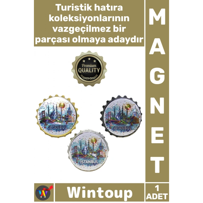 #Magnet Nostaljik Dekoratif 8 Cm Metal Buzdolabı Hatıra Turistik İstanbul Temalı Gazoz Kapağı Magnet