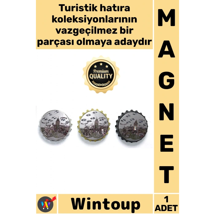 #Magnet Gazoz Kapağı Tasarımlı Nostaljik Metal Buzdolabı Hediyelik Dekoratif İstanbul Temalı Magnet