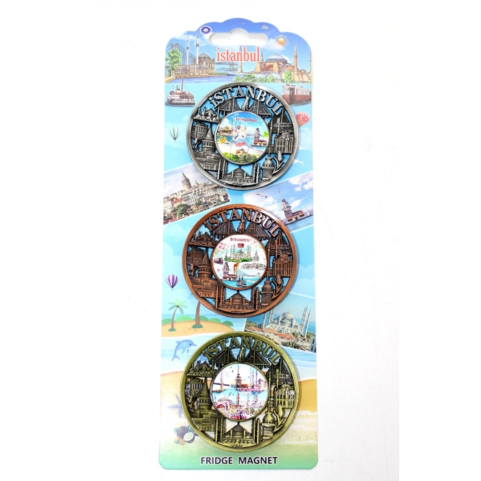 İstanbul Temalı Metal Magnet 3lü Set Model 1