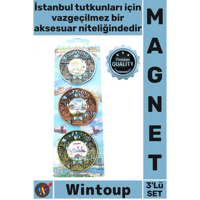 #Magnet Şık Dekoratif Hediyelik Hatıra Turistik Buzdolabı Süsü İstanbul Temalı Metal Magnet 3lü Set
