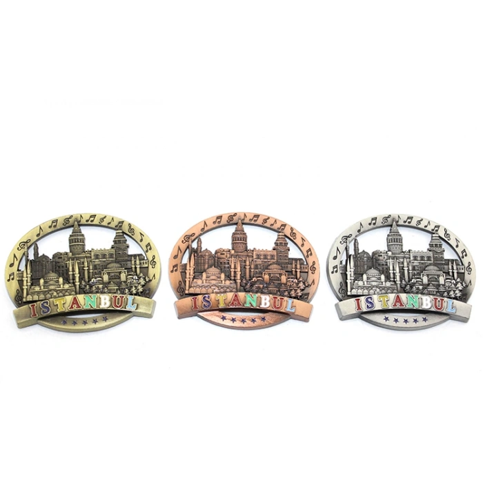 İstanbul Temalı Metal Magnet Yuvarlak Tasarım