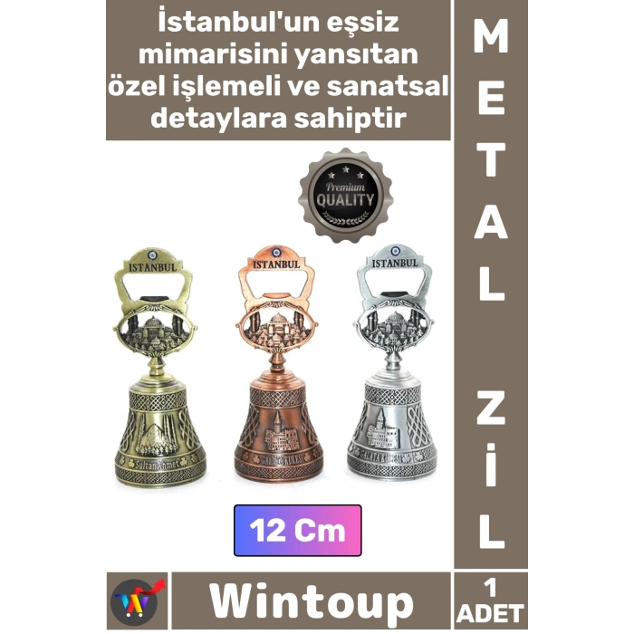 #Zil Hediyelik Dekoratif Şık Dayanıklı Ofis Ev Aksesuarı Kaliteli Motifli İstanbul Temalı Zil 12 Cm