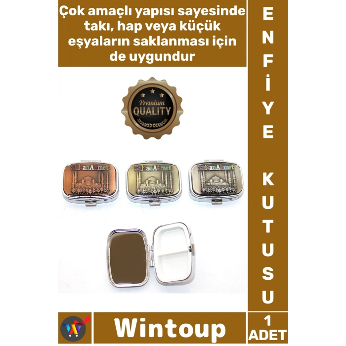 #Kutu Metal Nostaljik Hediyelik Dekoratif Tasarım İstanbul Temalı Sultanahmet Baskılı Enfiye Kutusu
