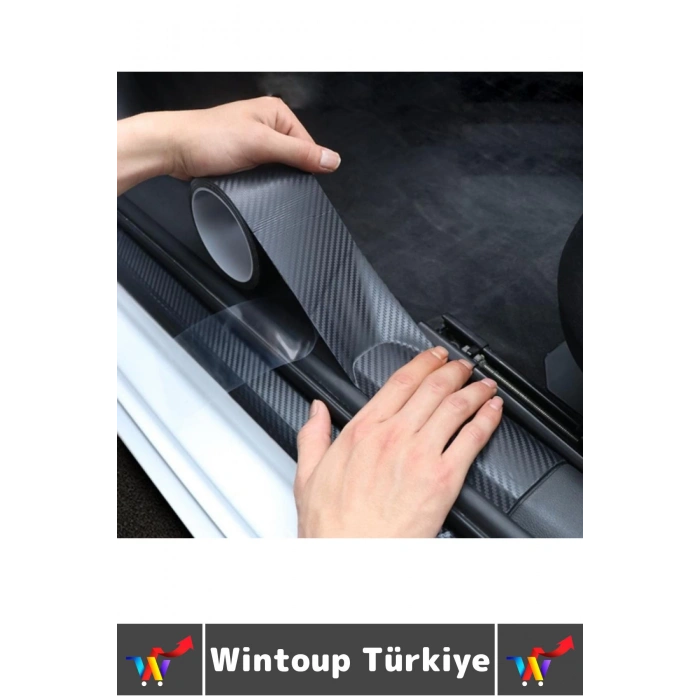 İz Bırakmaz Su Güneş Işını Dayanıklı Oto Eşik Kapı Kaput Boya Çizilme Koruma Karbon Fiber Bant 4Adet