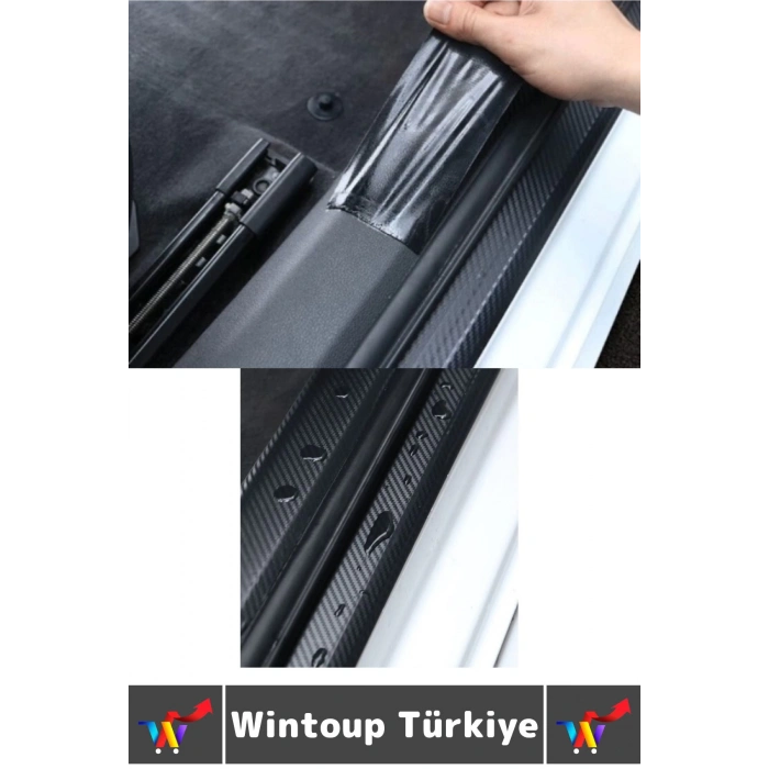 İz Bırakmaz Su Güneş Işını Dayanıklı Oto Eşik Kapı Kaput Boya Çizilme Koruma Karbon Fiber Bant 5Adet
