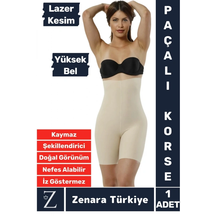 İz İç Göstermez Kaymaz Beden İncelten Sıkılaştıran Toparlayan LAZER KESİM Yüksek Bel Paçalı Korse