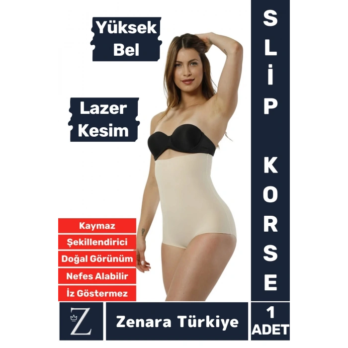 İz İç Göstermez Kaymaz Beden İncelten Sıkılaştıran Toparlayan LAZER KESİM Yüksek Bel Slip Korse