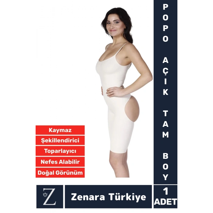 İz İç Göstermez Kaymaz Vücut Şekillendiren Sıkılaştıran Toparlayan Tam Boy Popo Açık Korse