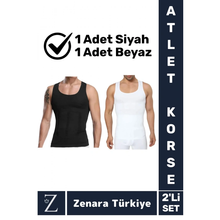 Jinekomasti Dik Duruş Göbek Göğüs Toparlayan Sıkılaştıran Ultra Elastik Erkek Atlet Korse 2 Adet