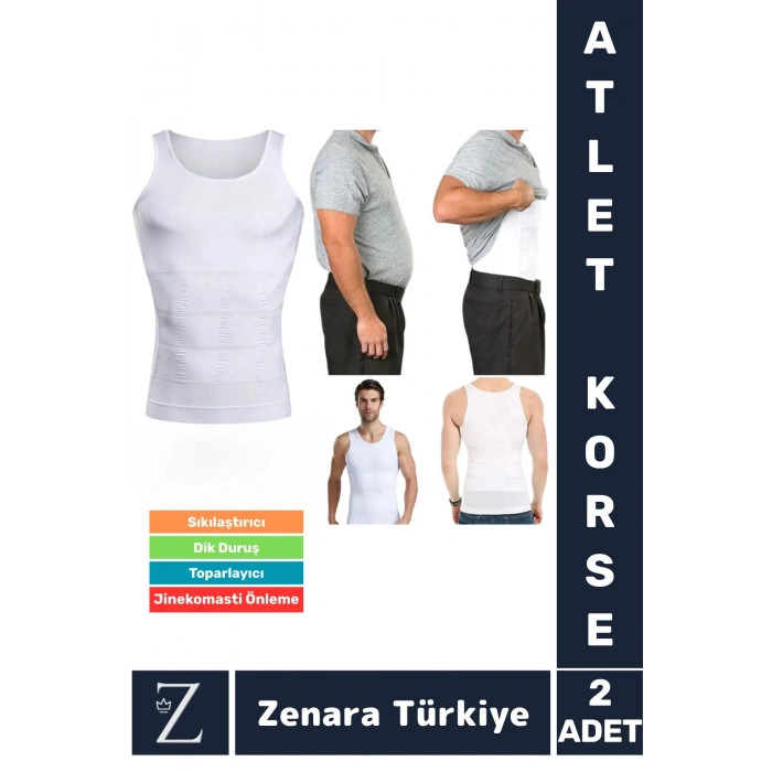 Jinekomasti Dik Duruş Göbek Göğüs Toparlayan Sıkılaştıran Ultra Elastik Erkek Atlet Korse 2 Adet