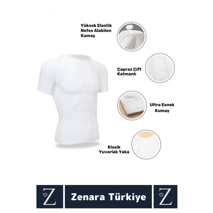 Jinekomasti Dik Duruş Göğüs Göbek Toparlayan Sıkılaştıran Ultra Esnek Erkek Fanila Korse 4Lü SET