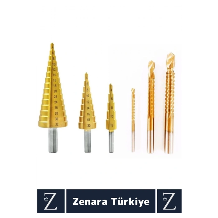 Kablolu Şarjlı Matkap Uyumlu Isı Aşınma Dayanıklı Ahşap Metal Plastik 6lı Kademeli Matkap Ucu Seti