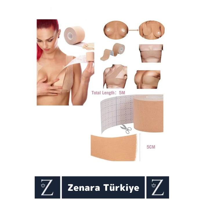 Kadın Göğüs Dikleştirici Kaldırıcı Göğüs Ucu Gizleyen Sütyen Meme Kaldırıcı 5 Mt X 5 Cm Ten Bant