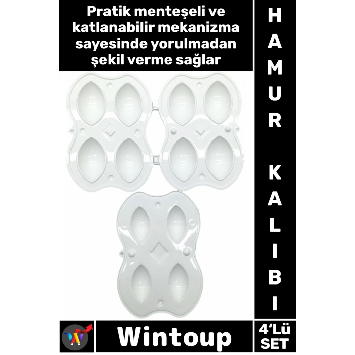 #Kalıp Pratik Menteşeli Mutfak Gereçleri Kaliteli Gıda Uyumlu Plastik İçli Köfte Yapma Kalıbı 4lü