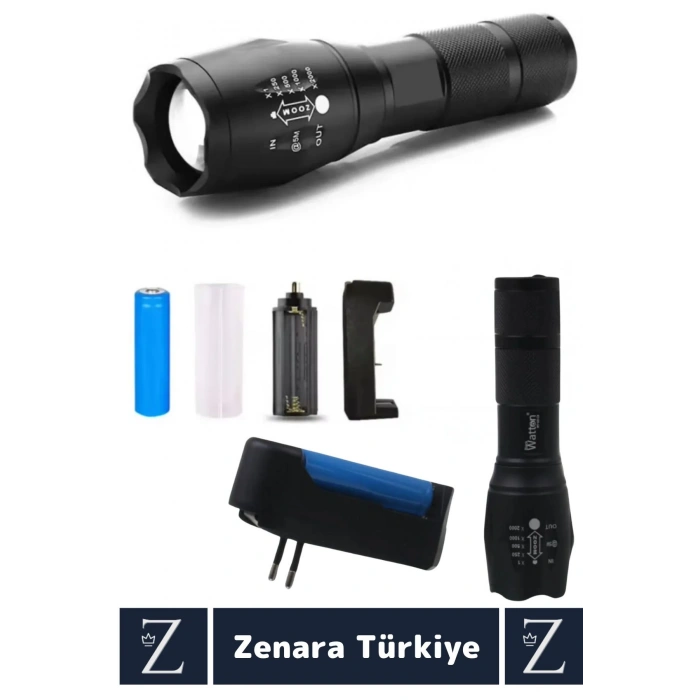 Kamp Avcı Güvenlik Balıkçı Deprem Enerji Tasarruflu 4 Mod Zoomlu Güçlü Beyaz Işık Şarjlı EL FENERİ