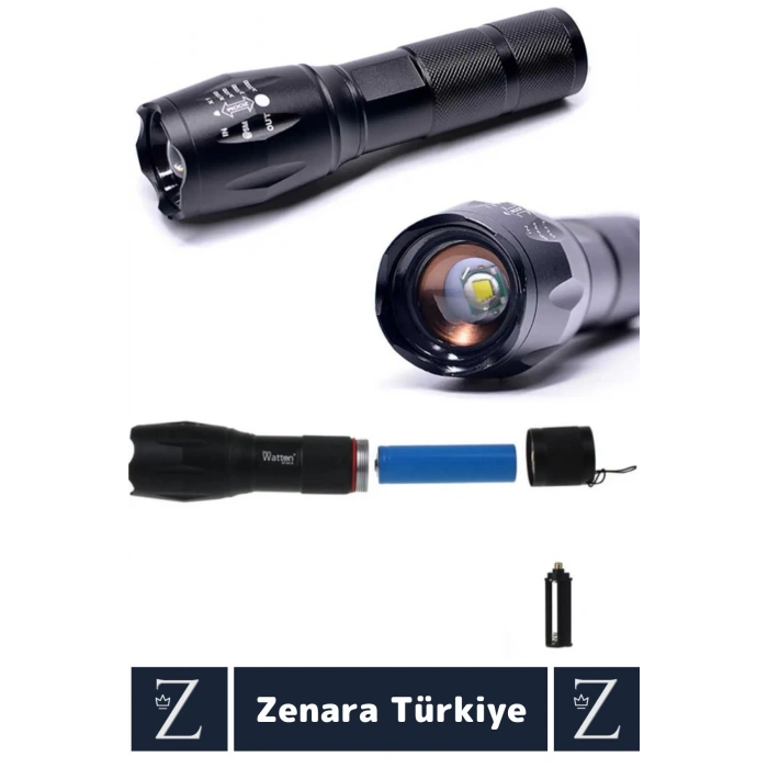 Kamp Avcı Güvenlik Balıkçı Deprem Enerji Tasarruflu 4 Mod Zoomlu Güçlü Beyaz Işık Şarjlı EL FENERİ