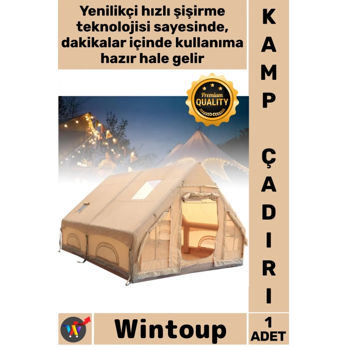 #KampÇadırı Hızlı Kurulum Su Geçirmez Sağlam Lüks 4 Mevsim Dev İç Hacim 6 Kişilik Şişme Kamp Çadırı