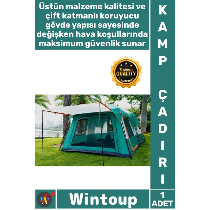 #KampÇadırı Su Geçirmez Geniş Aile Tipi Lüks Dayanıklı Büyük Hacim 2 Odalı Çift Katmanlı Kamp Çadırı
