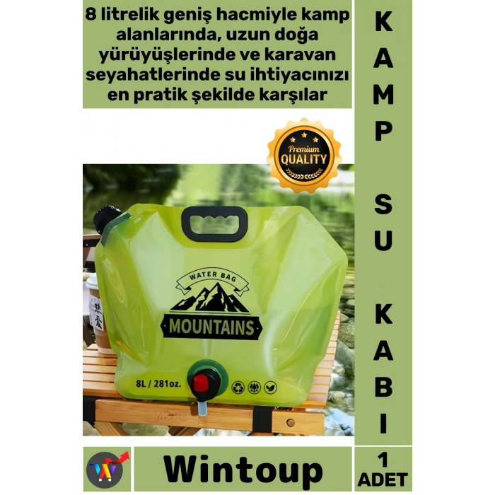 #KampKabı Sızdırmaz Portatif Karavan Kamp Doğa 8 Litre Katlanabilir Taşıma Kulplu Musluklu Su Kabı