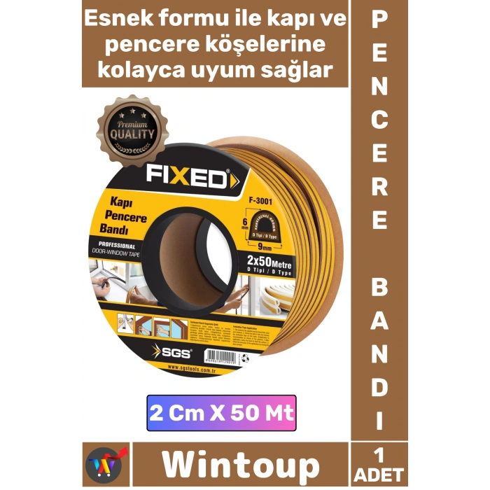 #Bant İzolasyon Fitili Yalıtım Süngeri Yapışkanlı Şık Kahverengi Kapı Pencere Bandı 2 Cm X 50 Metre