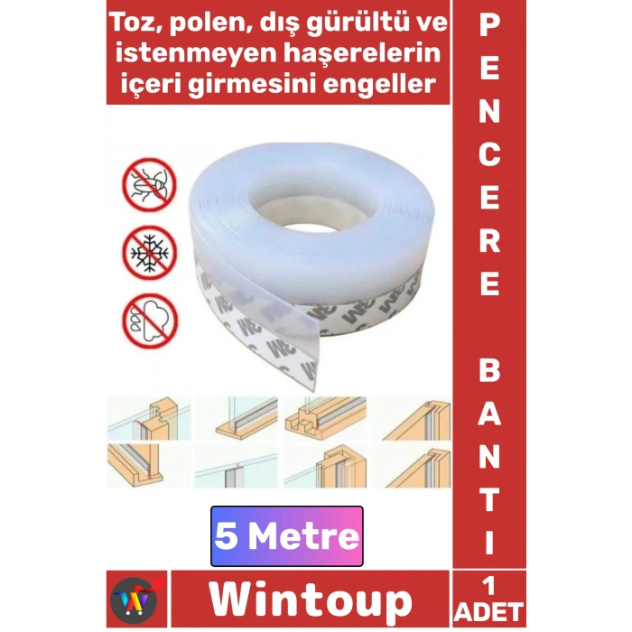 #Bant Isı Yalıtım Toz Kesici Haşere Önleyici Şık 5 Metre Şeffaf Kapı Pencere Rüzgar İzolasyon Bandı