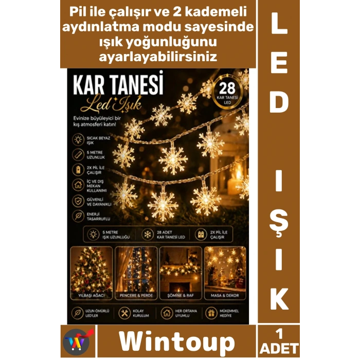Kar Tanesi Pilli Led Gün Işığı 5m