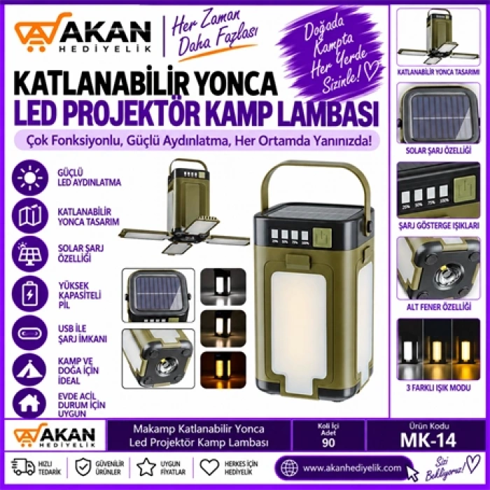 Katlanabilir Yonca Led Projektör Kamp Lambası