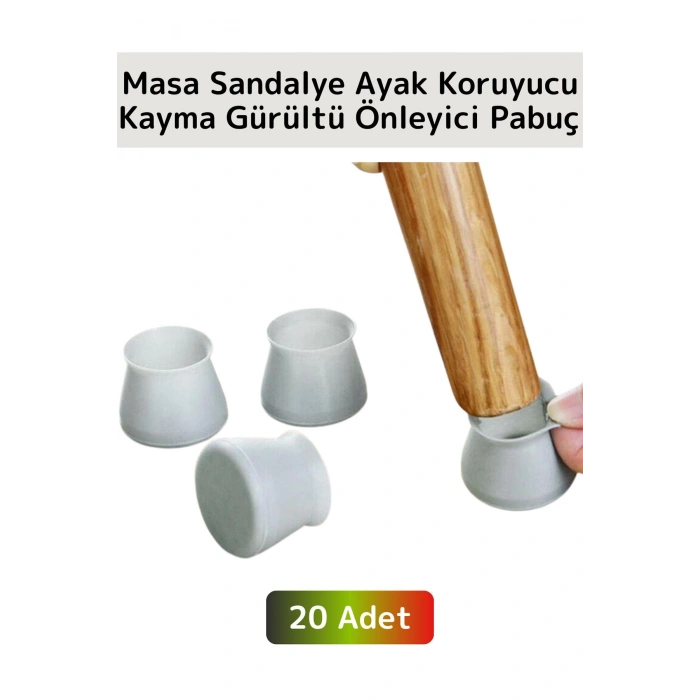Kayma Çizilme Gürültü Önleyici Mobilya Masa Sandalye Zemin Koruyucu Silikon Pabuç Ayak Kılıfı 20Adet