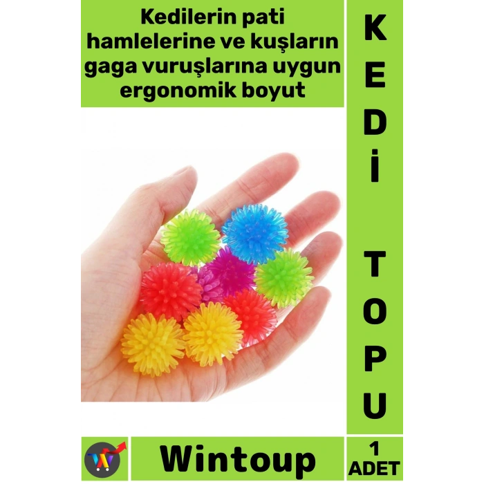 #KediTopu Dayanıklı Renkli Eğlenceli Hareketli Isırmaya Karşı Dirençli Kedi Kuş Şık Mini Oyun Topu