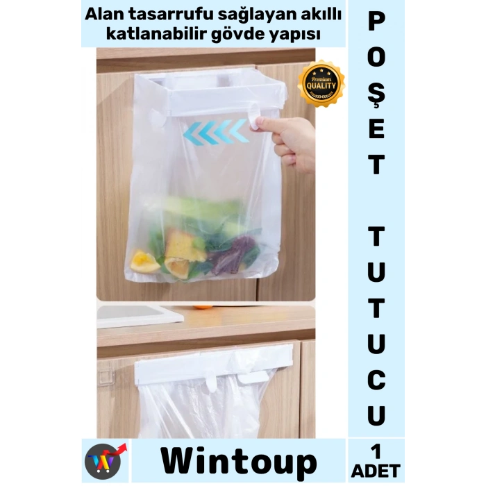 #PoşetTutucu Mutfak Dolap İçi Pratik Askı Kendinden Yapışkanlı Katlanabilir Çöp Poşeti Tutucu Aparat
