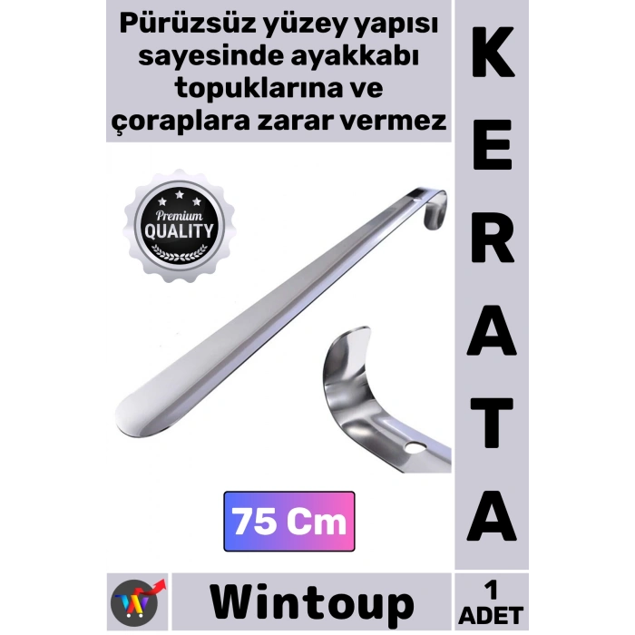 #Kerata Metal Paslanmaz Sağlam Uzun Lüks Ergonomik Çelik Krom Kaplama Ayakkabı Çekeceği Kerata 75 Cm
