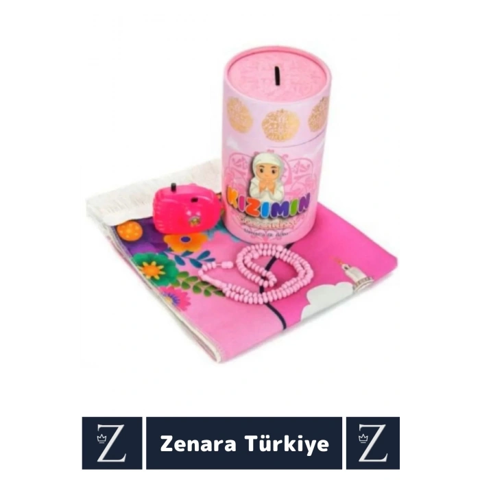 Kız Çocuk İbadet Öğretici 3 Parça Seccade Tesbih Kumbara Tasarımlı Namaza İlk Adım KIZIMIN SECCADESİ