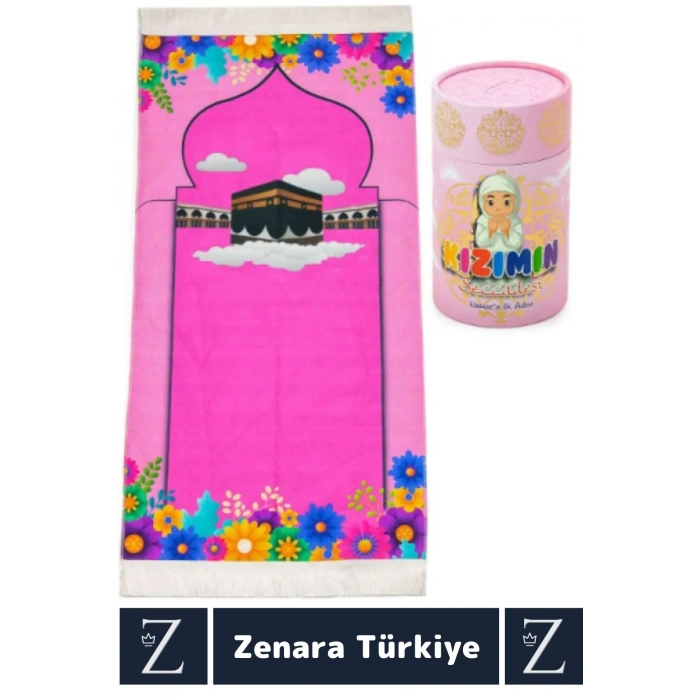 Kız Çocuk İbadet Öğretici 3 Parça Seccade Tesbih Kumbara Tasarımlı Namaza İlk Adım KIZIMIN SECCADESİ