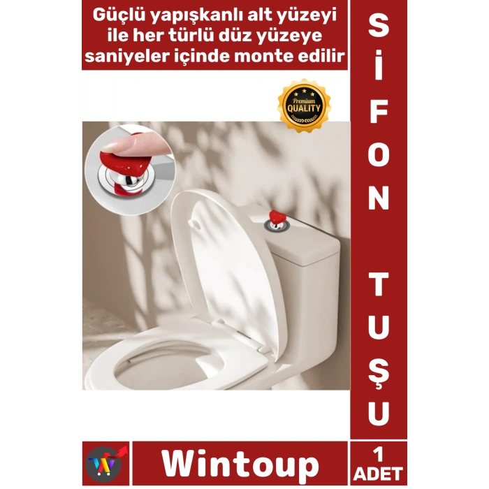 #SifonTuşu Estetik Pratik Banyo Dekoratif Yapışkanlı Montaj Rahat Kalp Tasarımlı Klozet Sifon Tuşu