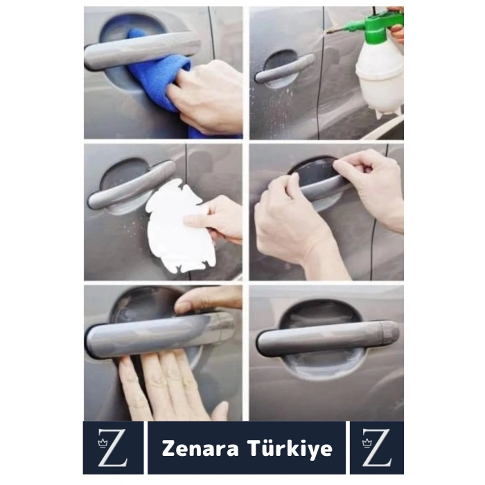 Kolay Montaj Otomobil Kapı Yuvası Araba Kapı Kolu Çizilme Aşınma Yıpranma Darbe Koruyucu Film 4 Adet