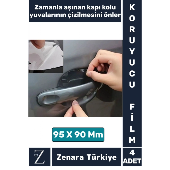 Kolay Montaj Otomobil Kapı Yuvası Araba Kapı Kolu Çizilme Aşınma Yıpranma Darbe Koruyucu Film 4 Adet