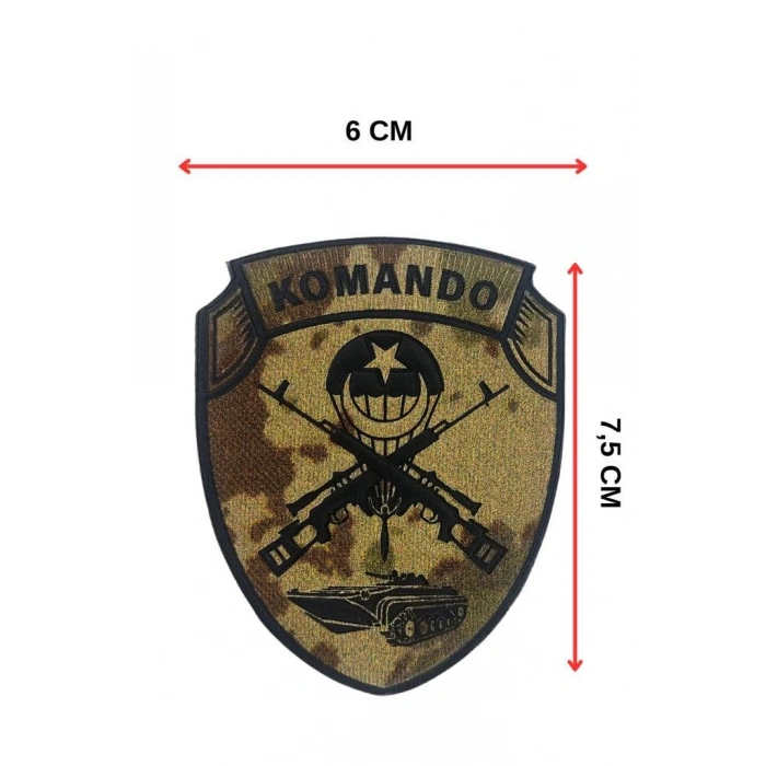 Komando Yazılı Kabartmalı Plastik Cırtlı Arma Patch