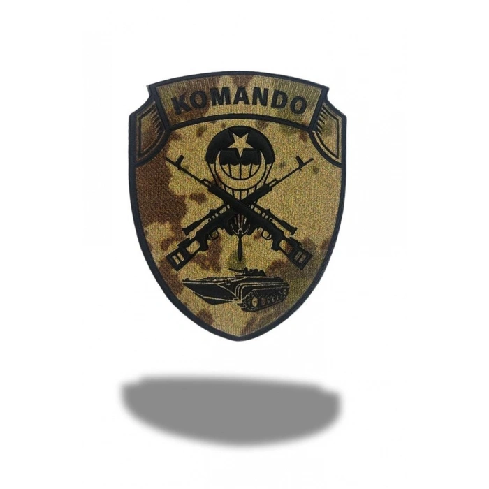 Komando Yazılı Kabartmalı Plastik Cırtlı Arma Patch