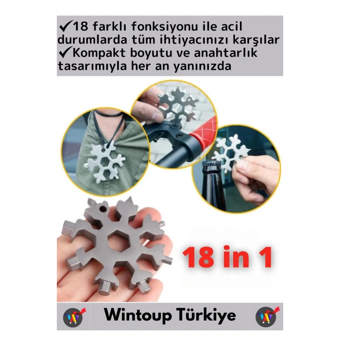 Kompakt Çok Şık Kolye Anahtarlık Tornivada 18in1 Çok Fonksiyonlu Dekoratif Kartanesi Tornavida Seti