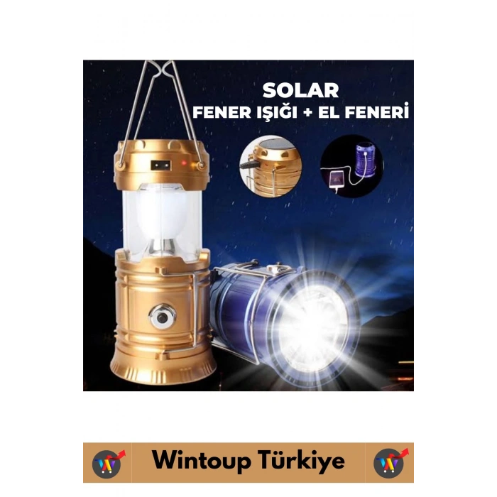 Kompakt Enerji Tasarruflu Asma Aparatlı Güneş Enerjili Çok Fonksiyonlu Outdoor Kamp Feneri El Feneri