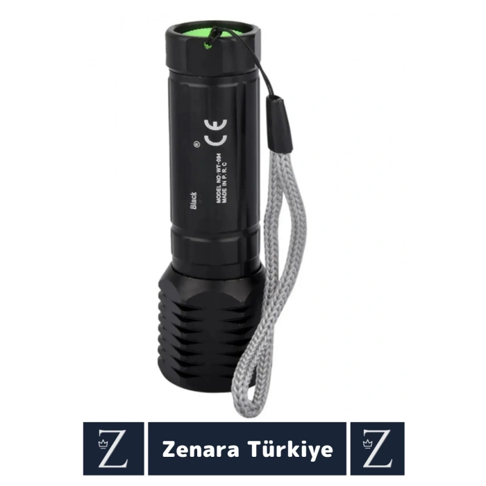 Kompakt Kamp Avcı Balıkçı Deprem Enerji Tasarrufu 3 Mod Güçlü Beyaz Işık Zoomlu Pilli Mini EL FENERİ