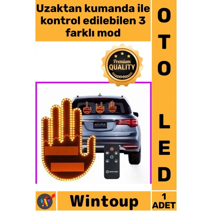 #Led Dekoratif Kablosuz Oto Dış Modifiye Gece Hareketli Selamlama Kumandalı 3 Modlu El Şeklinde Led