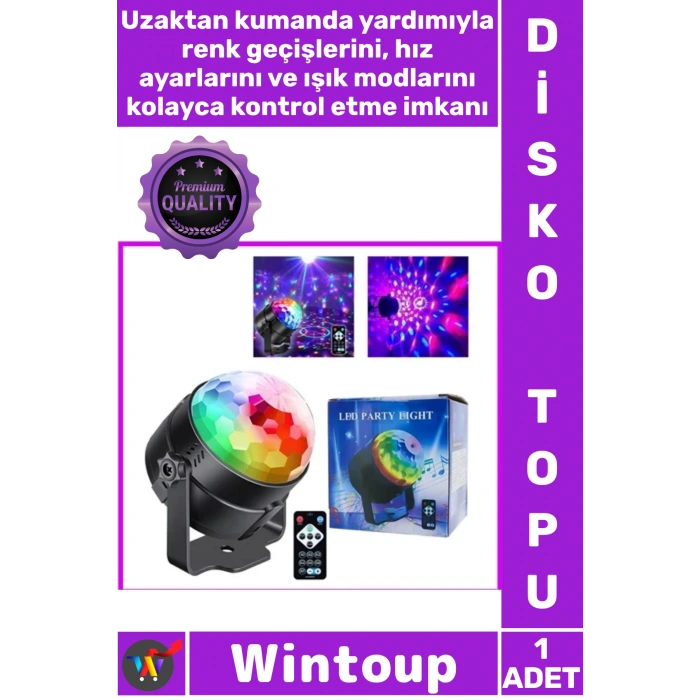 #DiskoTopu RGB Kristal Yarım Küre Parti Sahne Işık Sistemi Renkli Kumandalı Sese Duyarlı Disko Topu