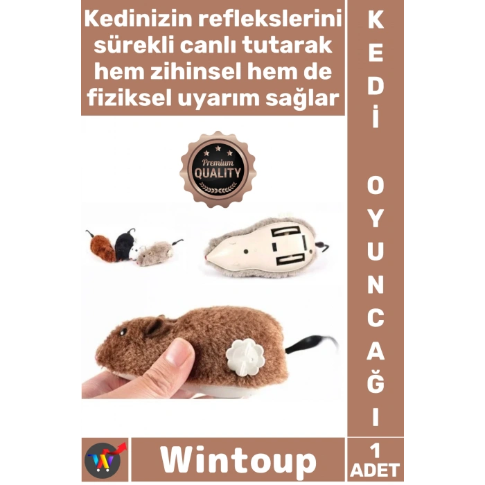 #KediOyuncağı Hareketli İnteraktif Refleks Zihinsel Uyarı Kurmalı Fare Şık Kedi Eğitim Oyuncağı